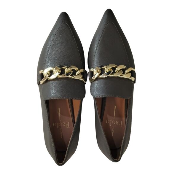 E Linea Paolo Stone Grey Gold Links Mabel-L Pointed Toe Slip On Loafer Shoes 4 - Picture 1 of 12